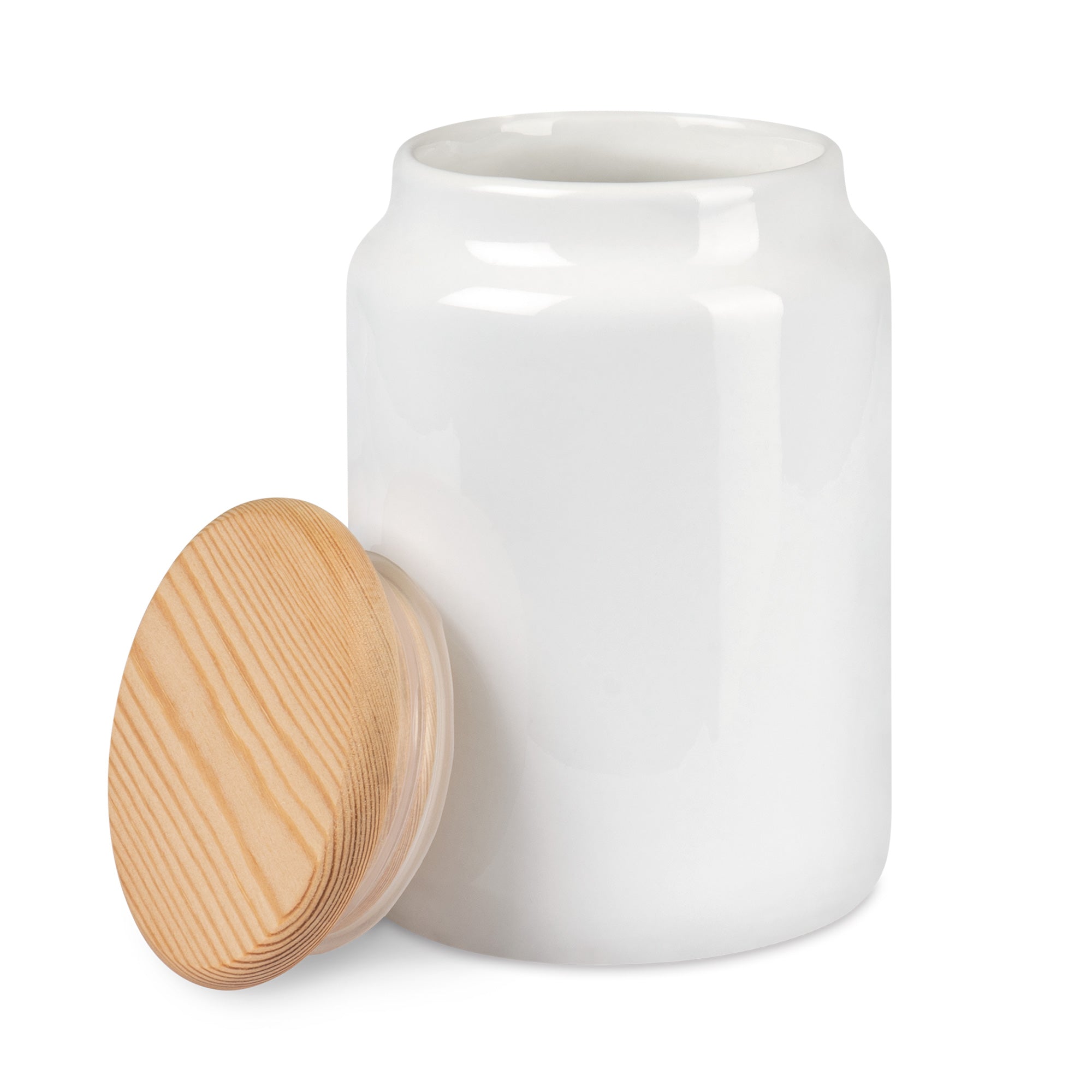 Keramikdose weiß Holzdeckel Vorratsdose Vorratsbehälter Holzdeckel Dose Keramik