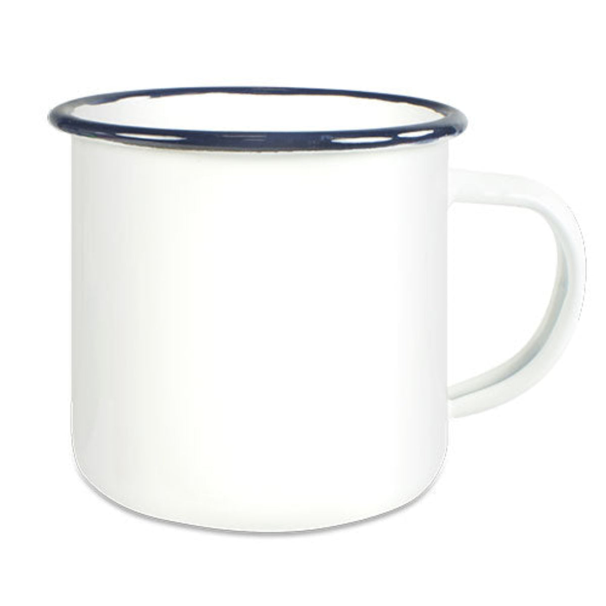 Emaille-Tasse weiß, farbigem Tassenrand, Sublimationsdruck