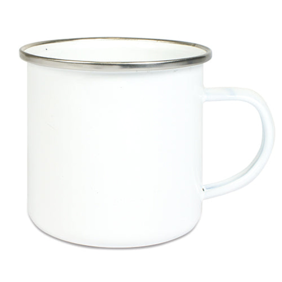 Emaille-Tasse weiß, farbigem Tassenrand, Sublimationsdruck