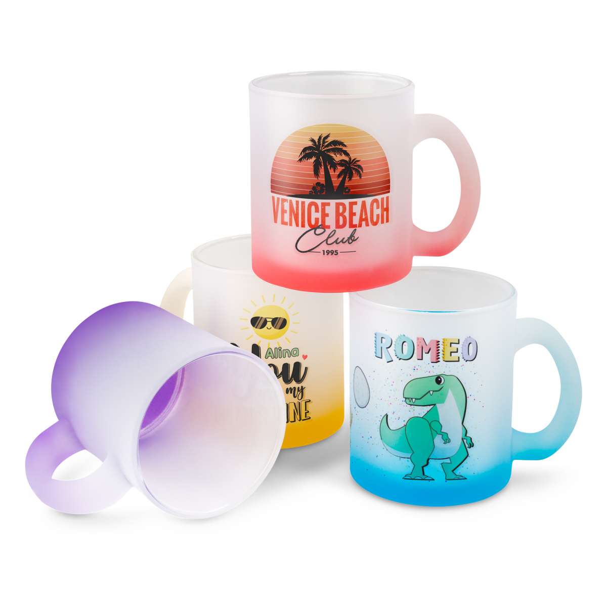 Glastasse zweifarbig Farbverlauf Sublimation Sublimatiosdruck Frost Glas