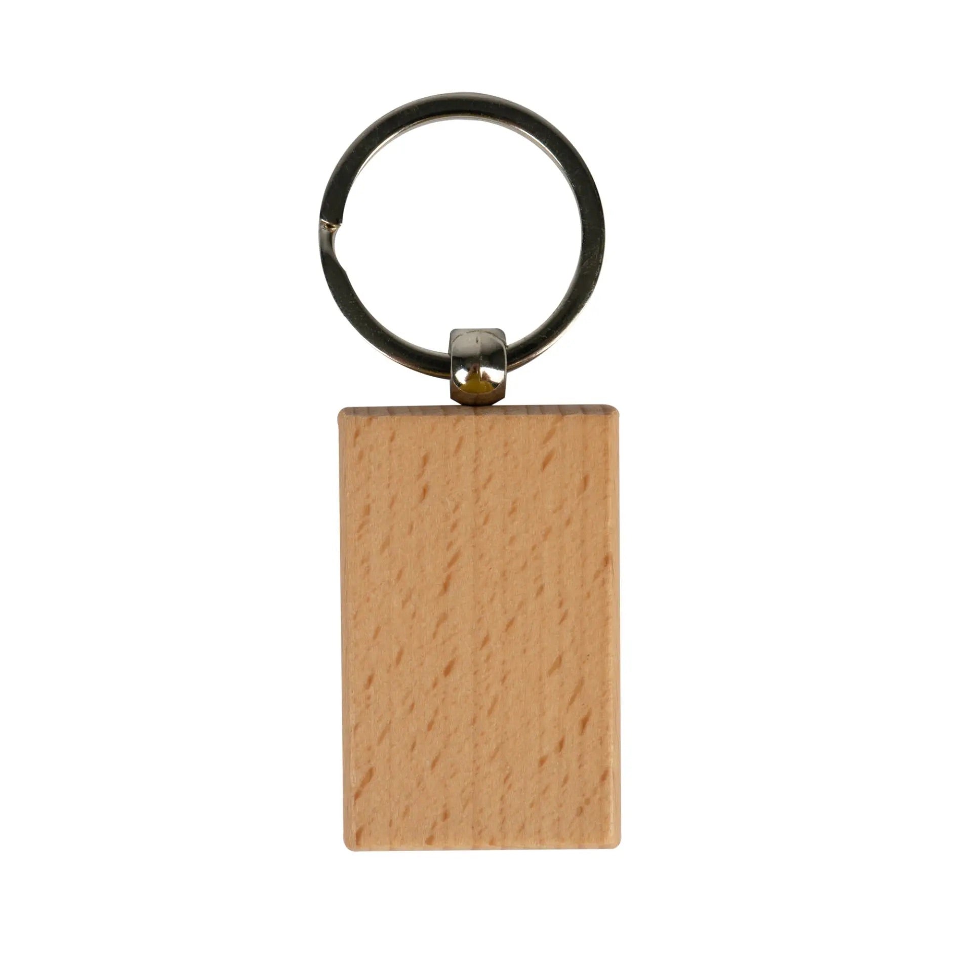Laser-Holz-Schlüsselanhänger 34 x 55 mm mit Schlüsselring