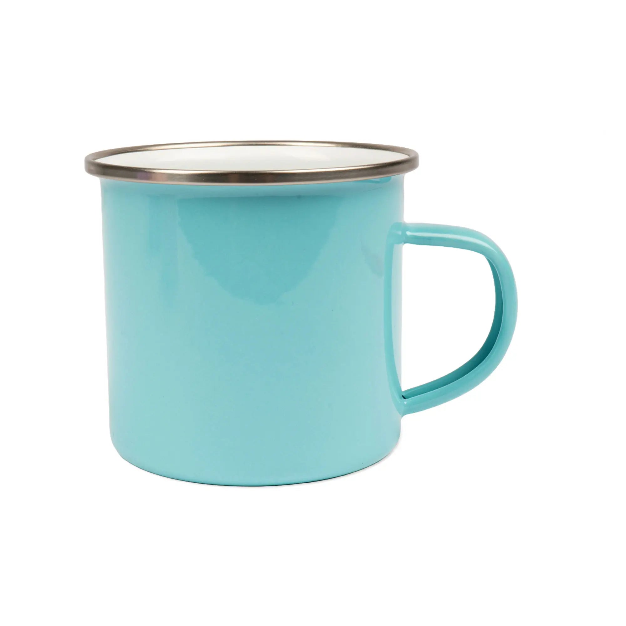 Emailletasse 12oz, mit silbernem Edelstahlrand - Pastell-Tönen - Sublimation