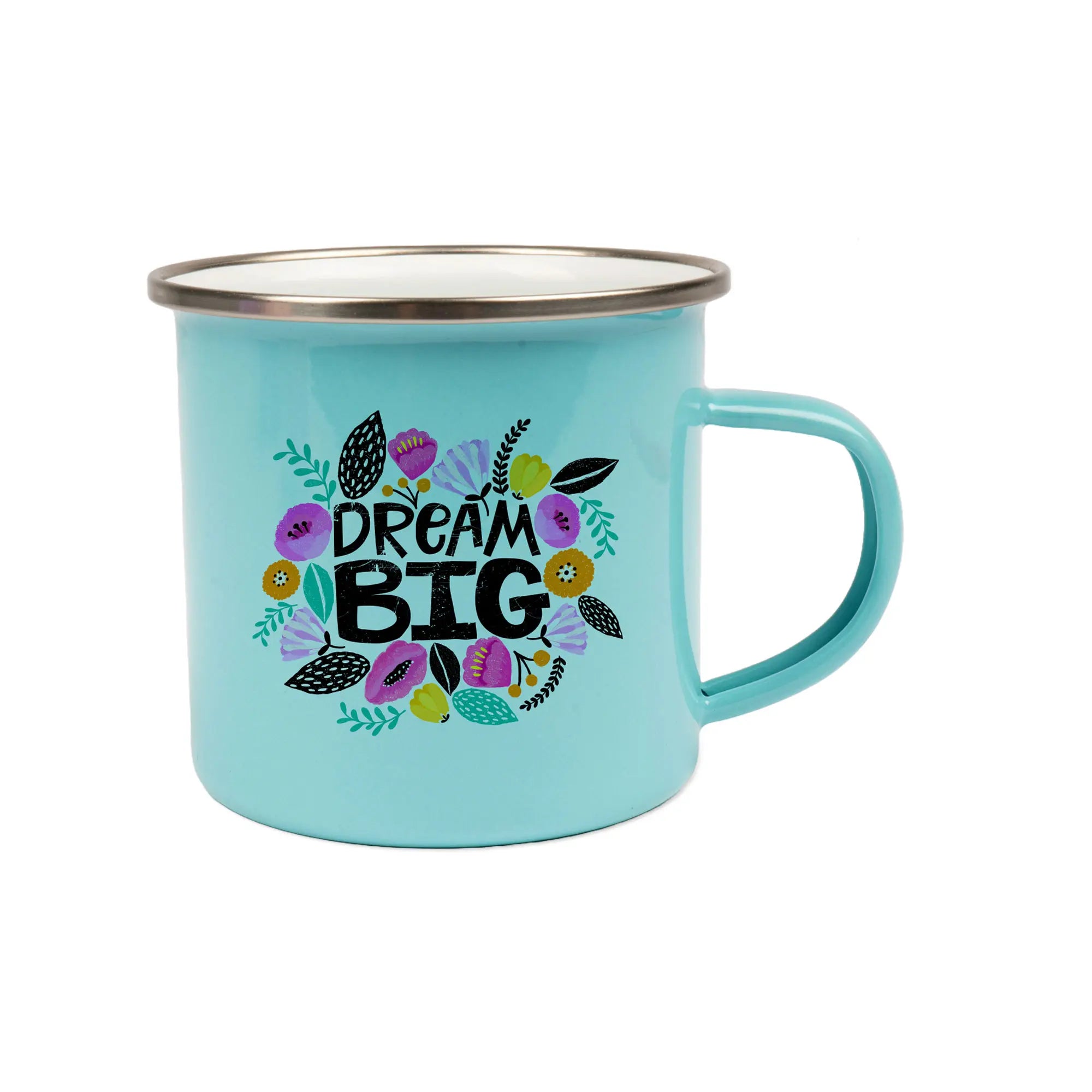 Emailletasse 12oz, mit silbernem Edelstahlrand - Pastell-Tönen - Sublimation