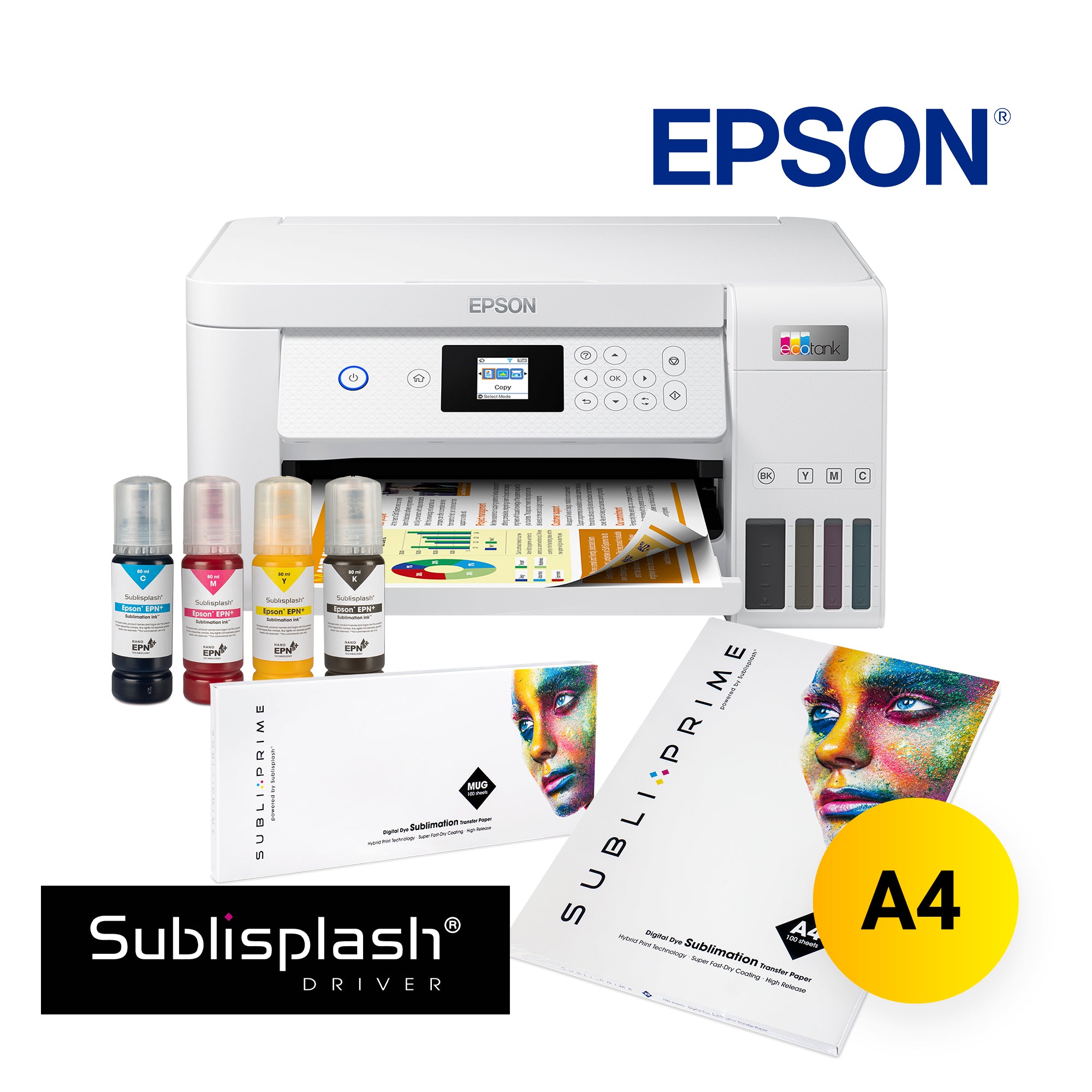 Startpaket Epson EcoTank A4 Sublimationsdrucker inkl. Sublisplash® Driver