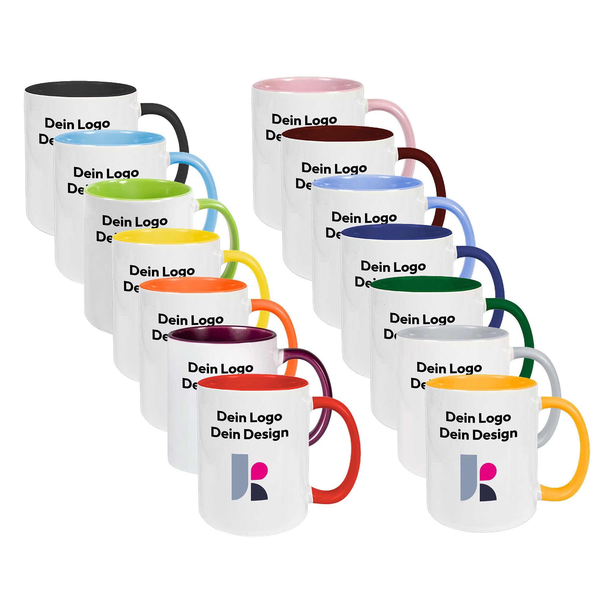 Two Tone Keramiktasse mit Fotodruck 330 ml, 14 Farben, sublimiert