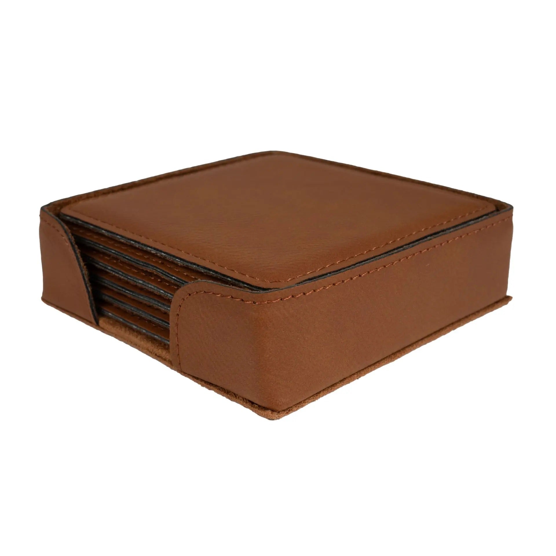 Kunstleder-Untersetzer-Set zum Lasern – 6 Stück, 100 x 100 mm, inklusive Halter