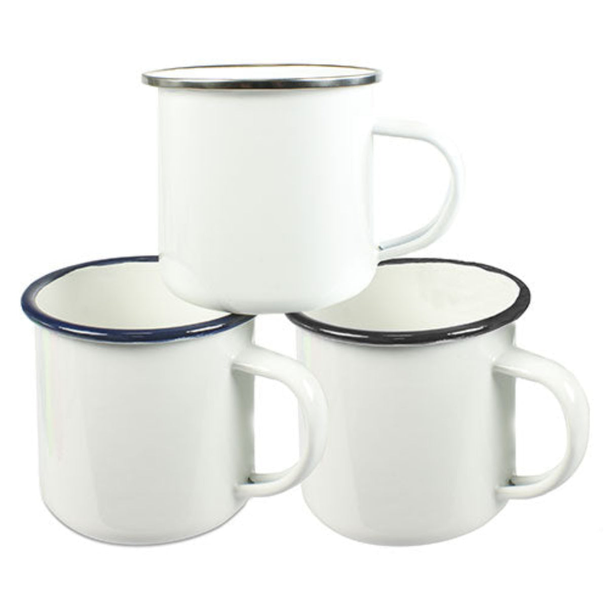 Emaille-Tasse weiß, farbigem Tassenrand, Sublimationsdruck