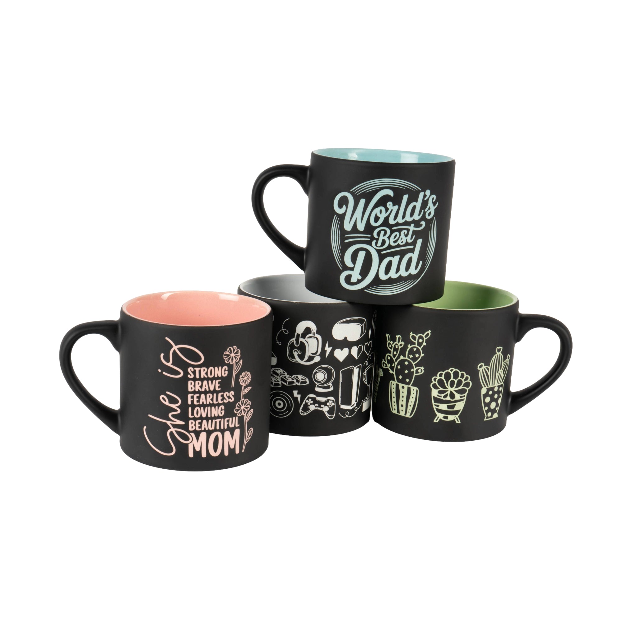 Lasertasse KONTRAST 6 oz – außen schwarz-matt, innen farbig