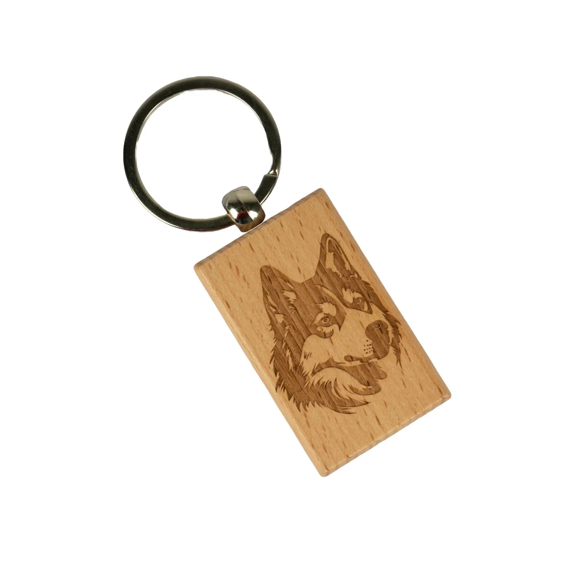 Laser-Holz-Schlüsselanhänger 34 x 55 mm mit Schlüsselring