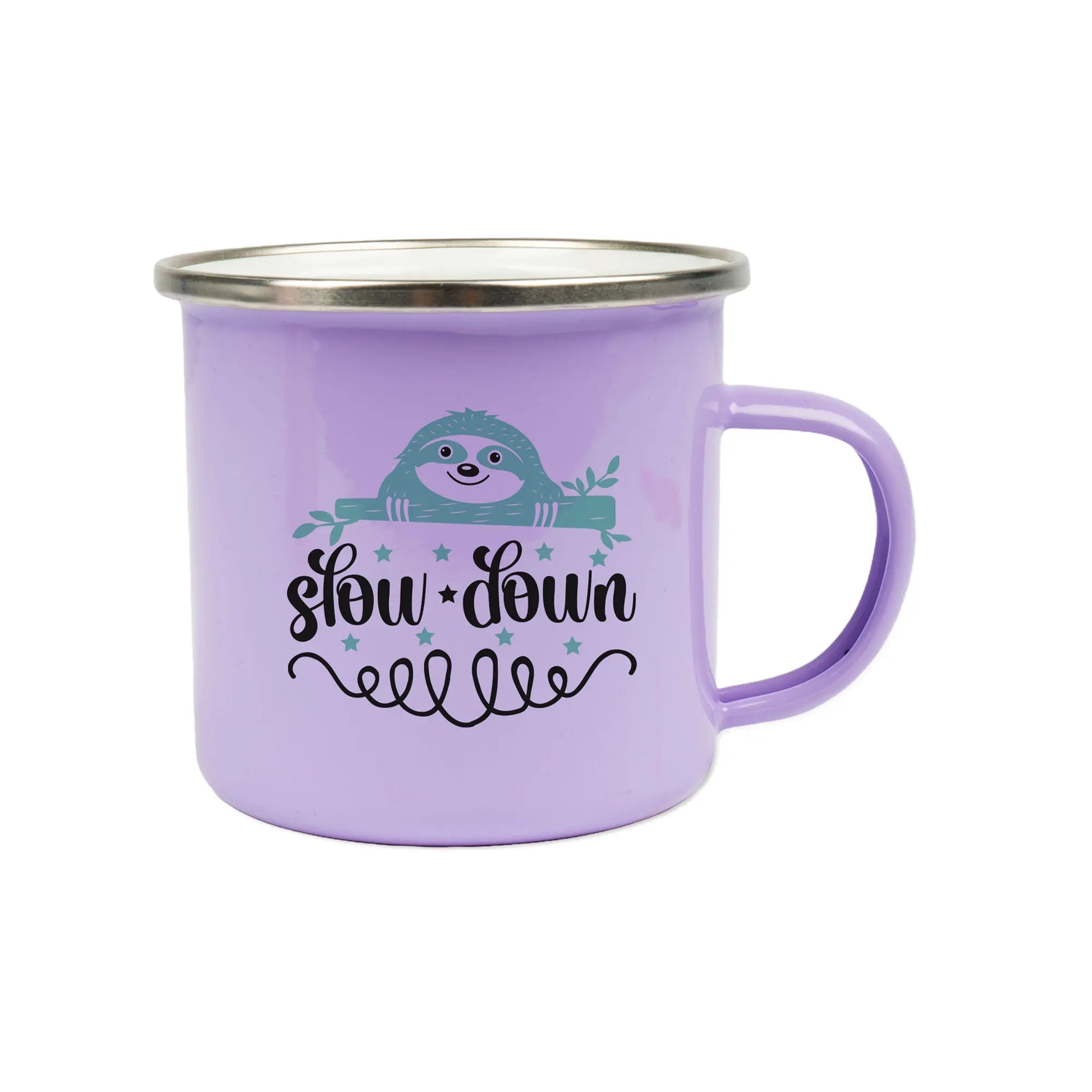 Emailletasse 12oz, mit silbernem Edelstahlrand - Pastell-Tönen - Sublimation