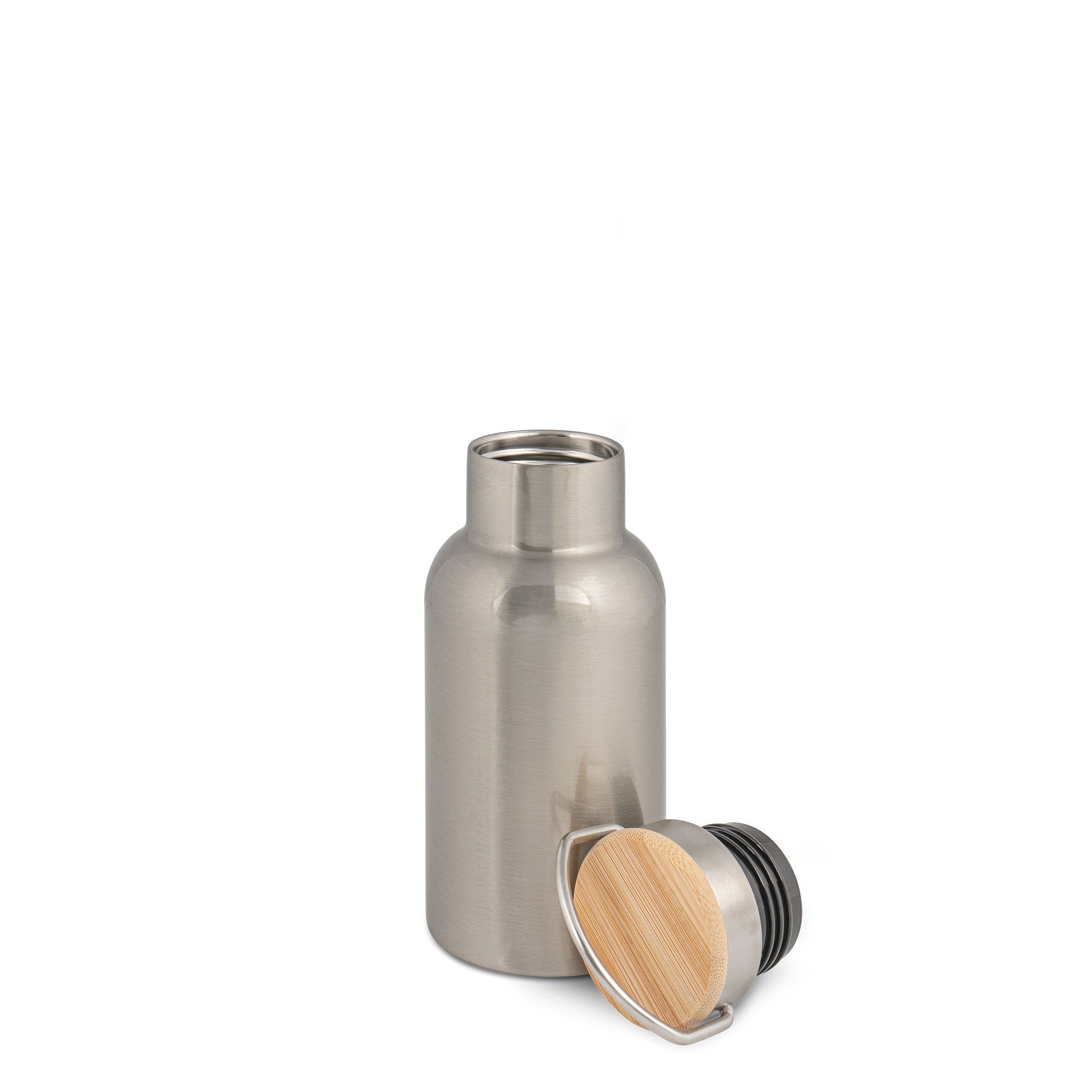 Edelstahl Thermoflasche mit Bambusdeckel Wasserflasche
