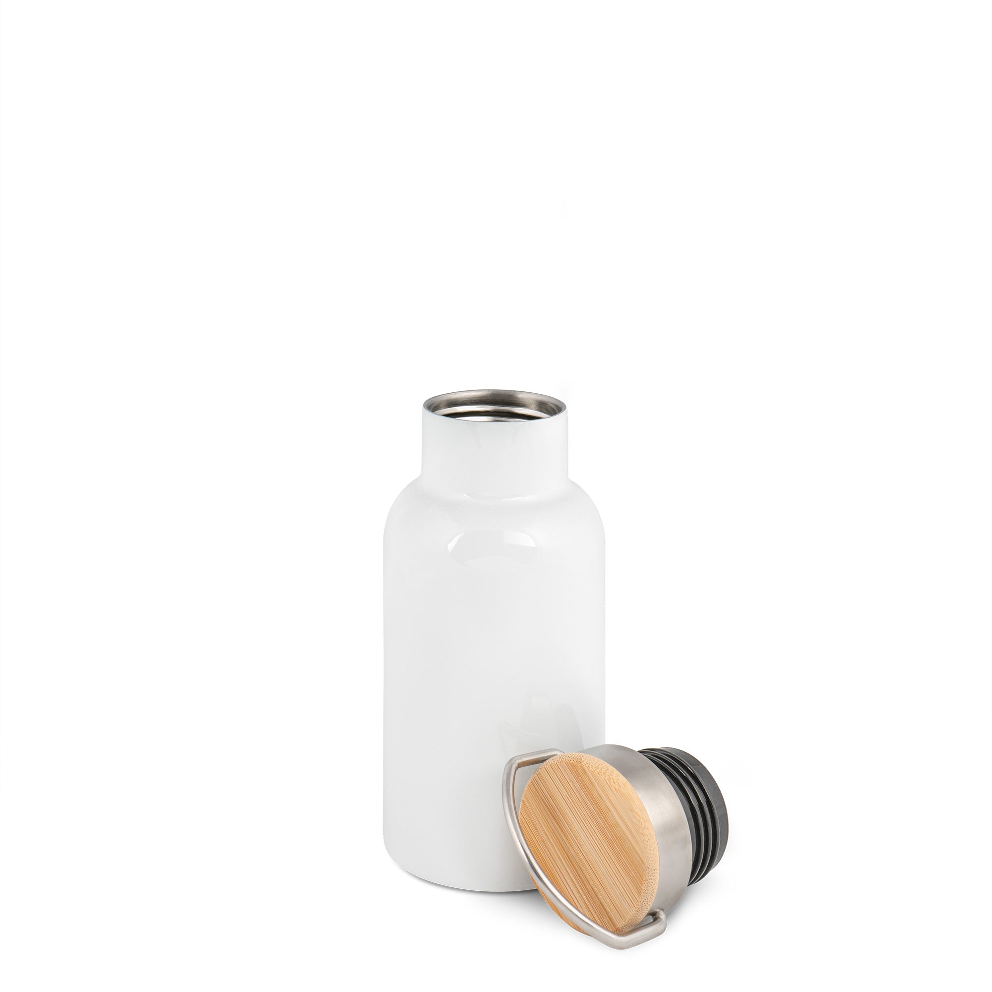 Edelstahl Thermoflasche mit Bambusdeckel Wasserflasche