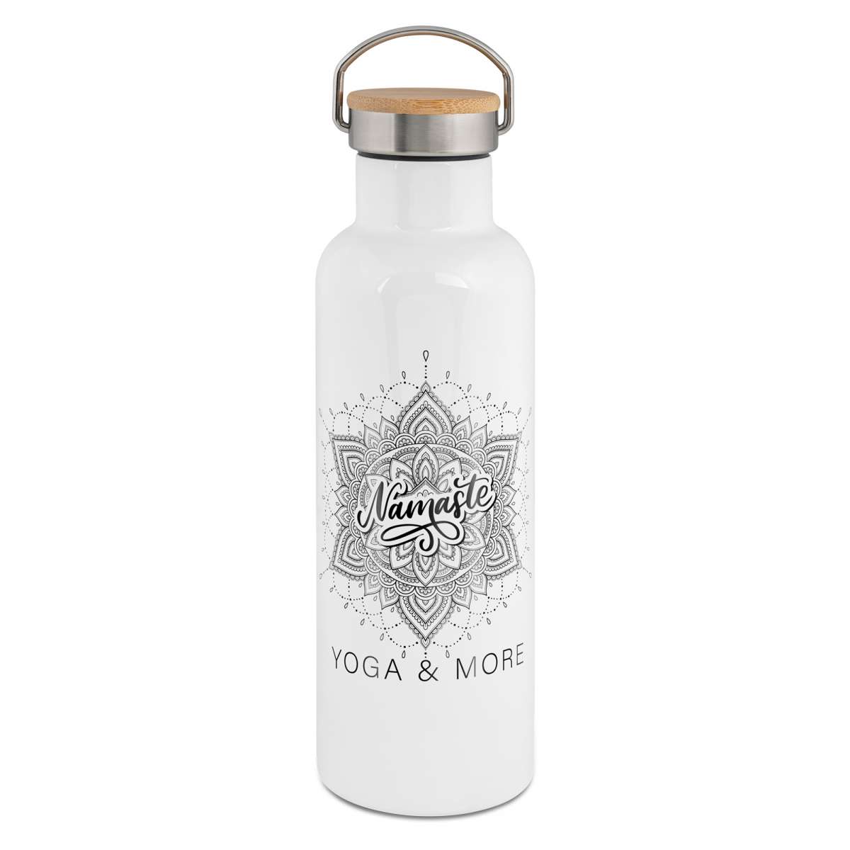 Edelstahl Thermoflasche mit Bambusdeckel Wasserflasche
