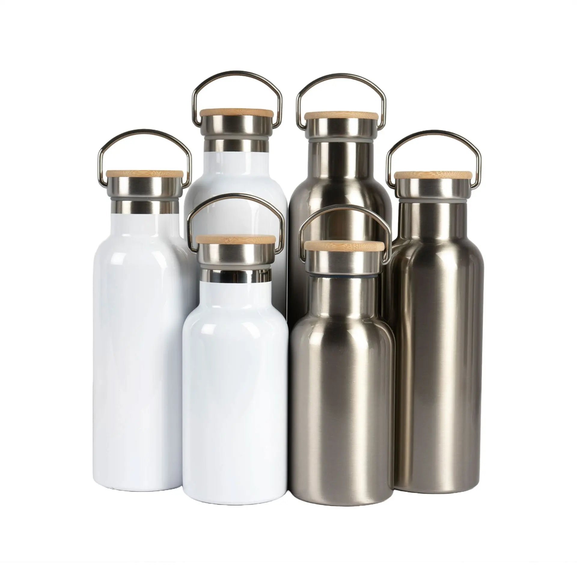 Edelstahl Thermoflasche mit Bambusdeckel Wasserflasche